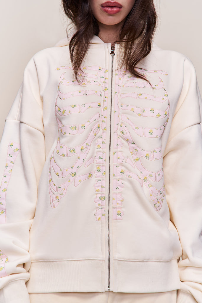 CLIFTON ZIP UP HOODIE IN IVORY