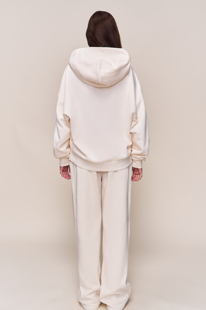CLIFTON ZIP UP HOODIE IN IVORY
