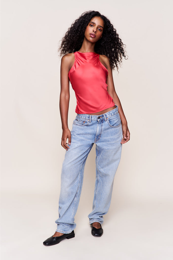 Regine Cowl Neck Top in Red Love