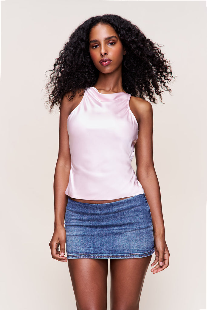Regine Cowl Neck Top in Light Pink