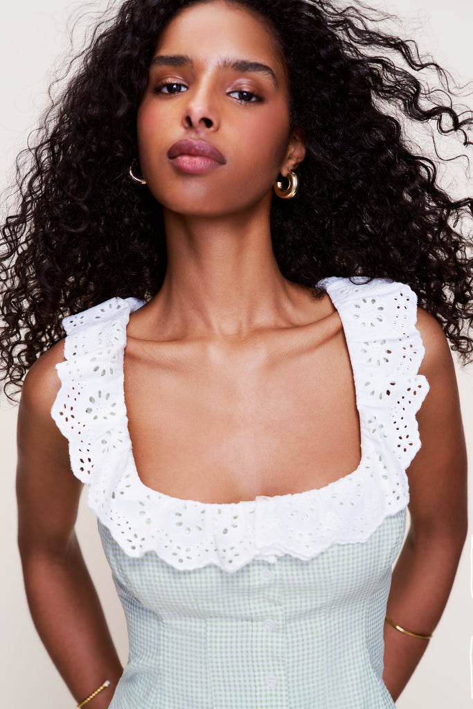 Gingham Paloma Lace Top