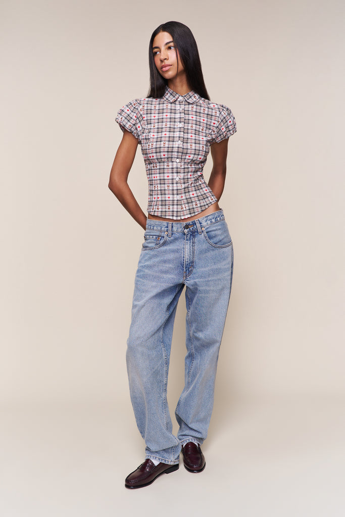 Liana Top in Bear Plaid