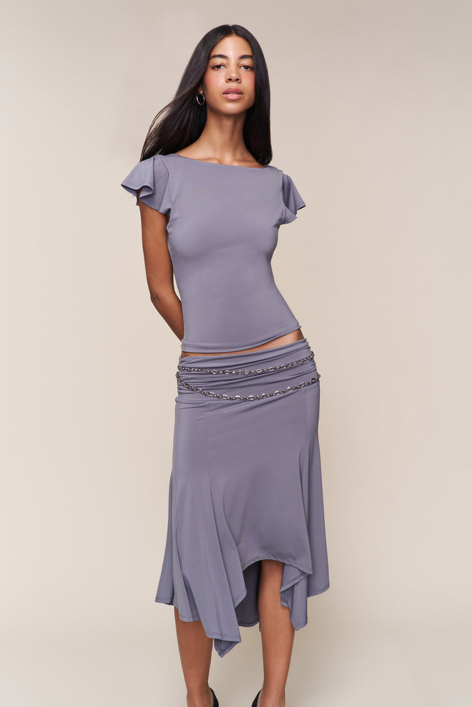 Soffiano Skirt in Charcoal