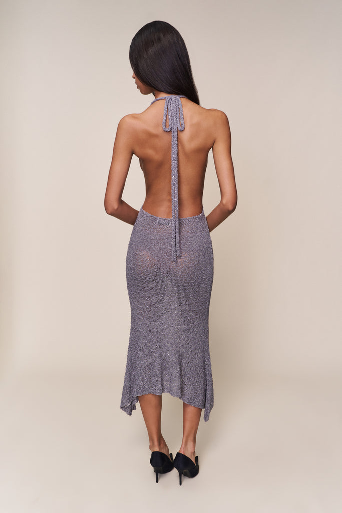 Giselle Sequin Dress in Ice Grey