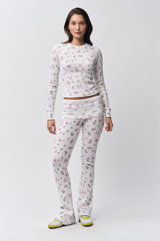 Flared Thermal Pant in White