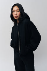 Zip Up Hoodie in Black