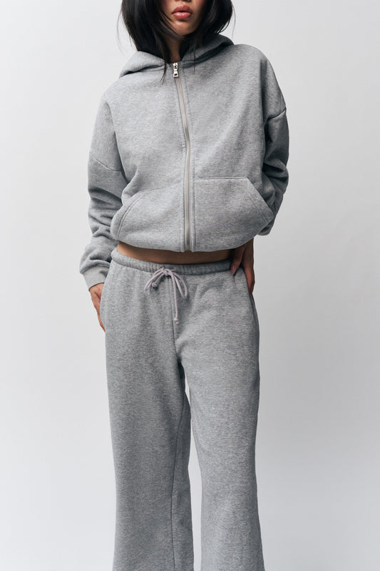 Zip Up Hoodie in Heather Grey