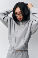 Zip Up Hoodie in Heather Grey