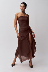 Lyla Twist Dress in Brown