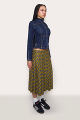 Gibson Pleated Skirt in Yellow Plaid