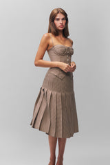 Gibson Pleated Skirt in Brown