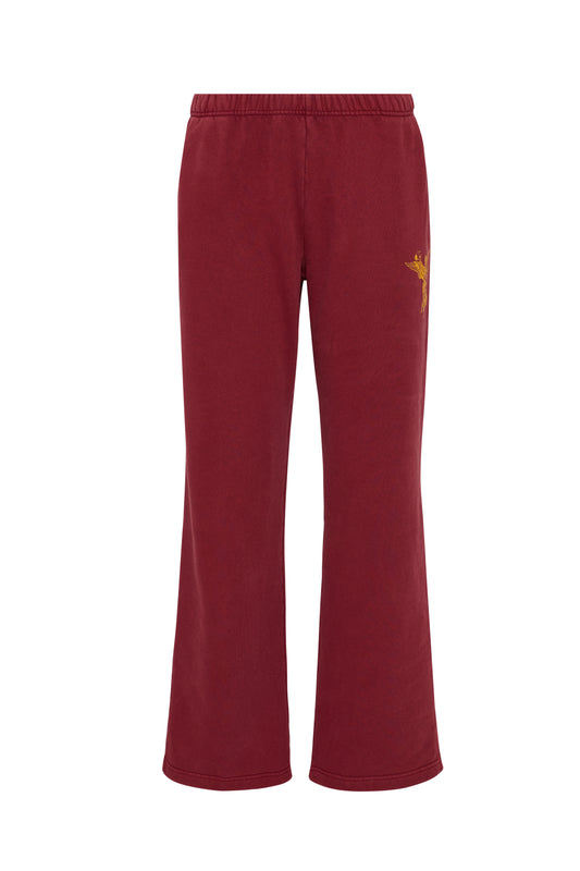 Guizio X Champion Reverse Weave Flare Sweatpants in Sun Dye Sepia Red