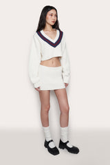 Guizio X Champion Rib Knit Mini Skirt in Chalk White