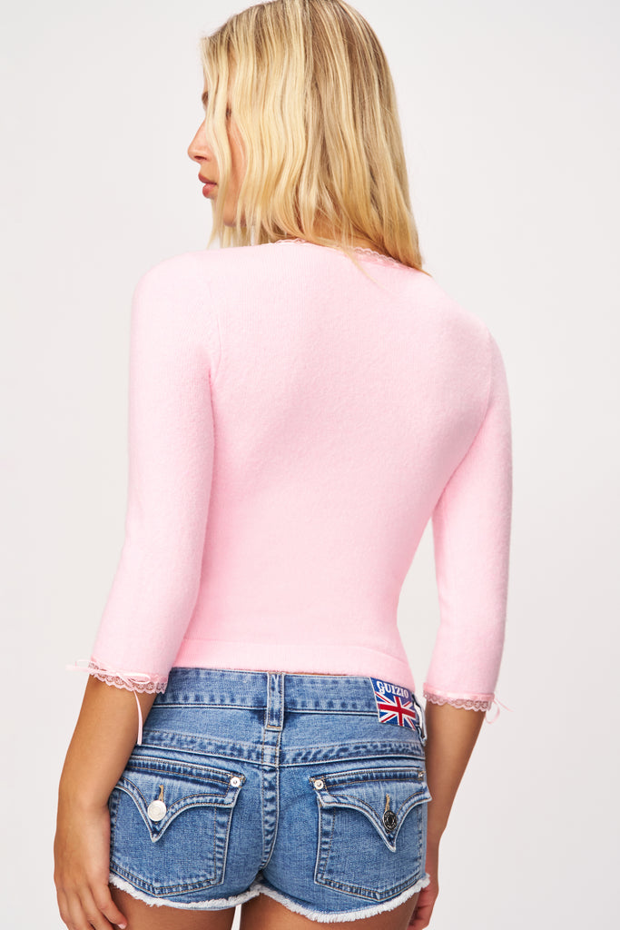 Swan Knit Top in Peony Kiss