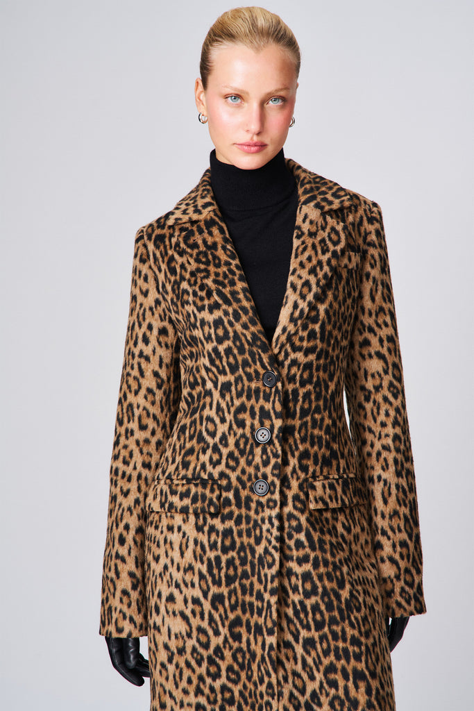 JACQUELINE MIDI COAT IN LEOPARD