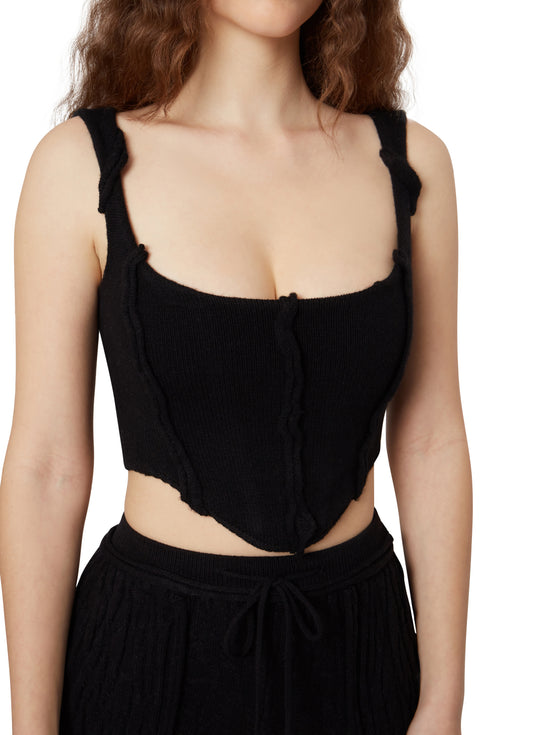 Knit Seamed Corset in Black