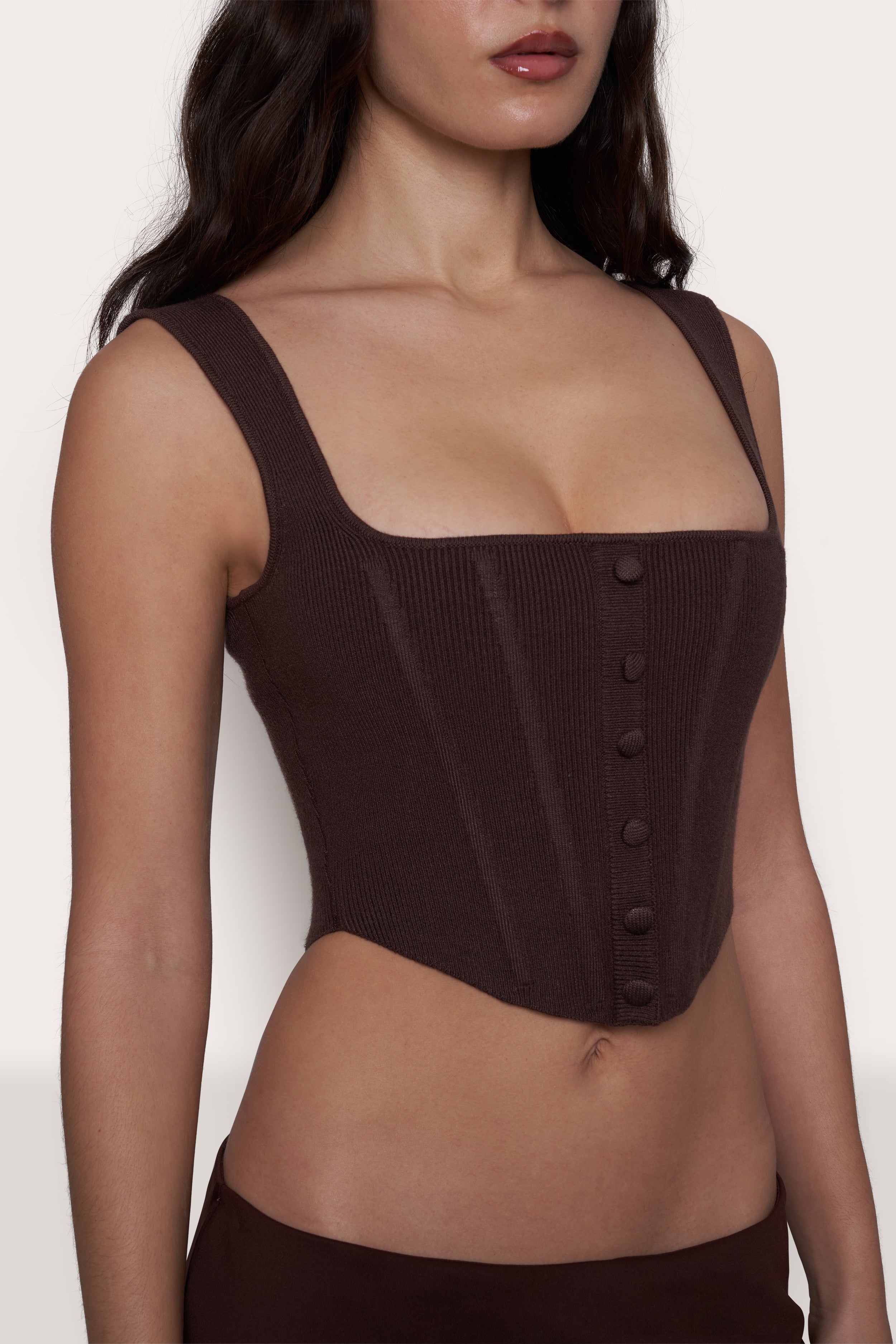 Knitted Corset in Chocolate Brown