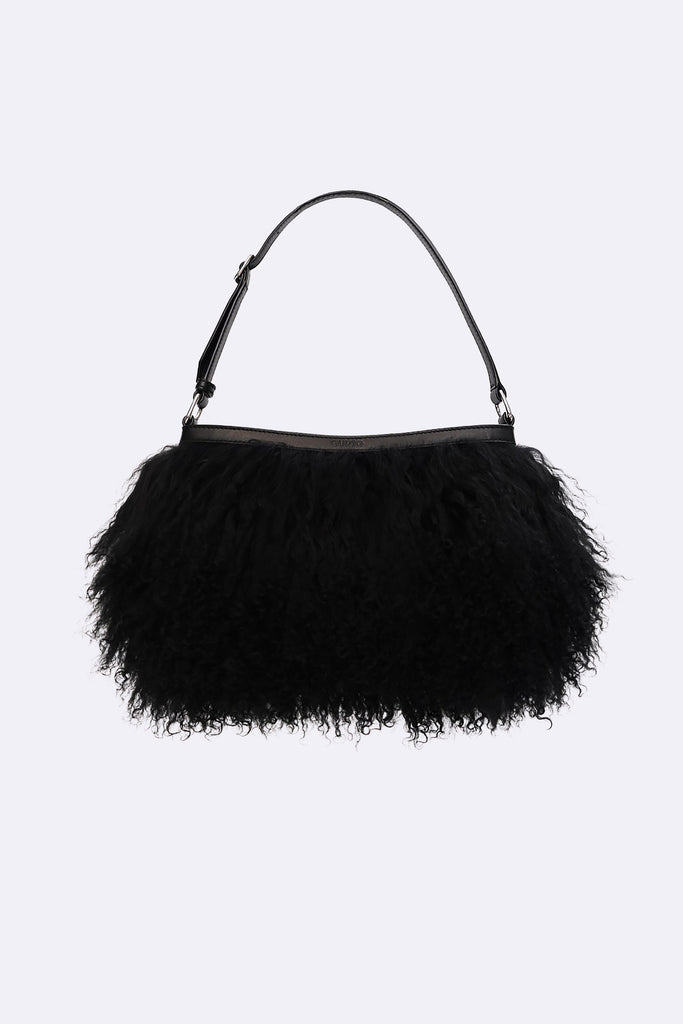 Lolli Shearling Shoulder Bag in Black