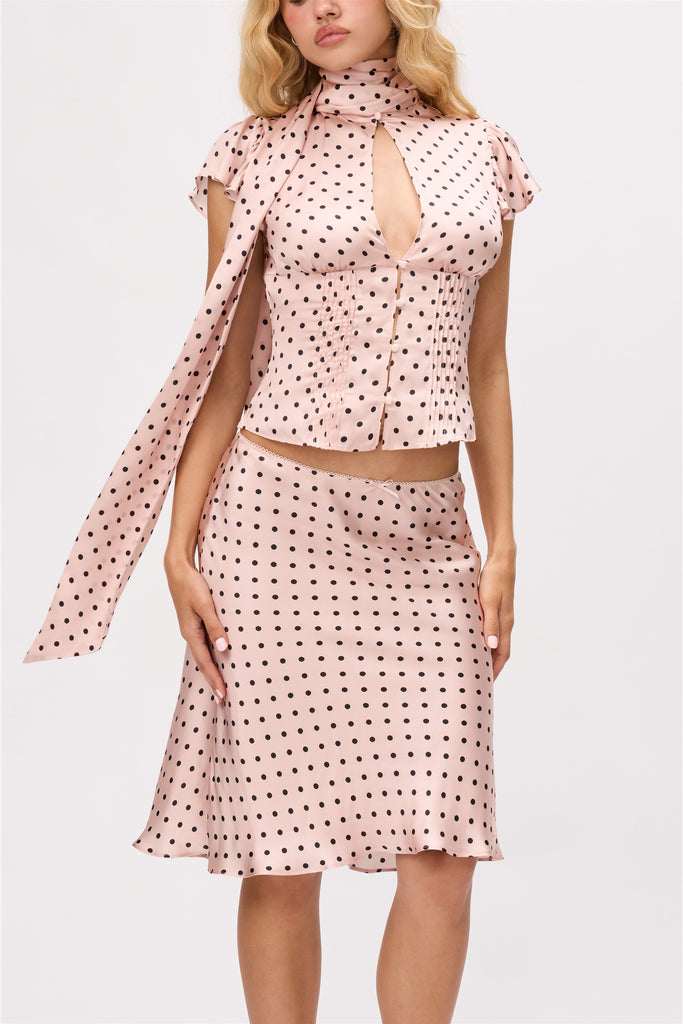 Ara Top in Pink Micro Dot