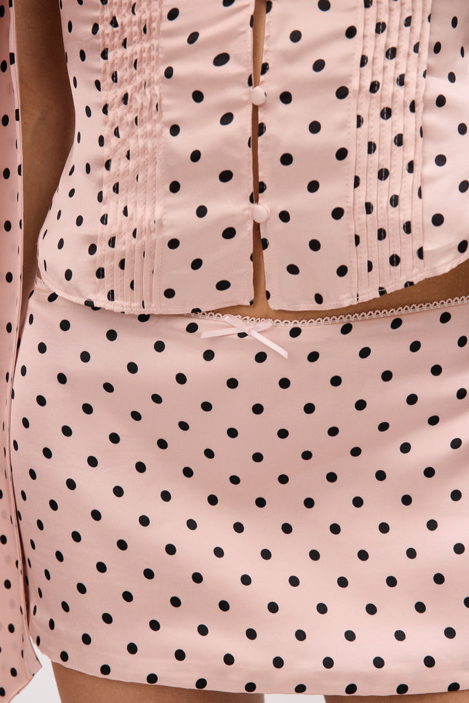 Lucia Skirt in Pink Micro Dot