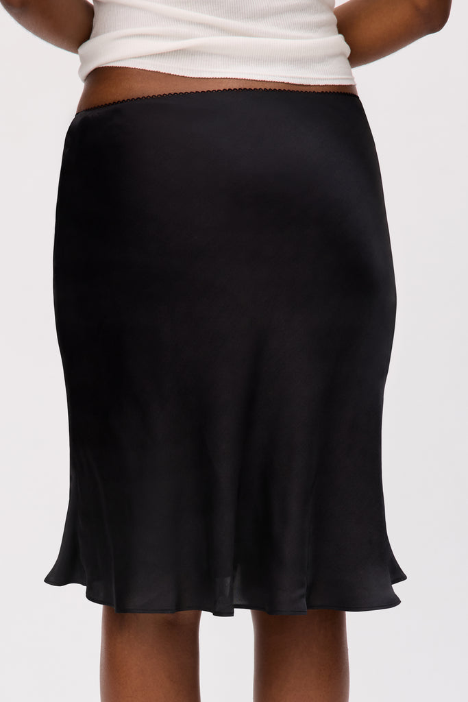 Paloma Satin Skirt in Black