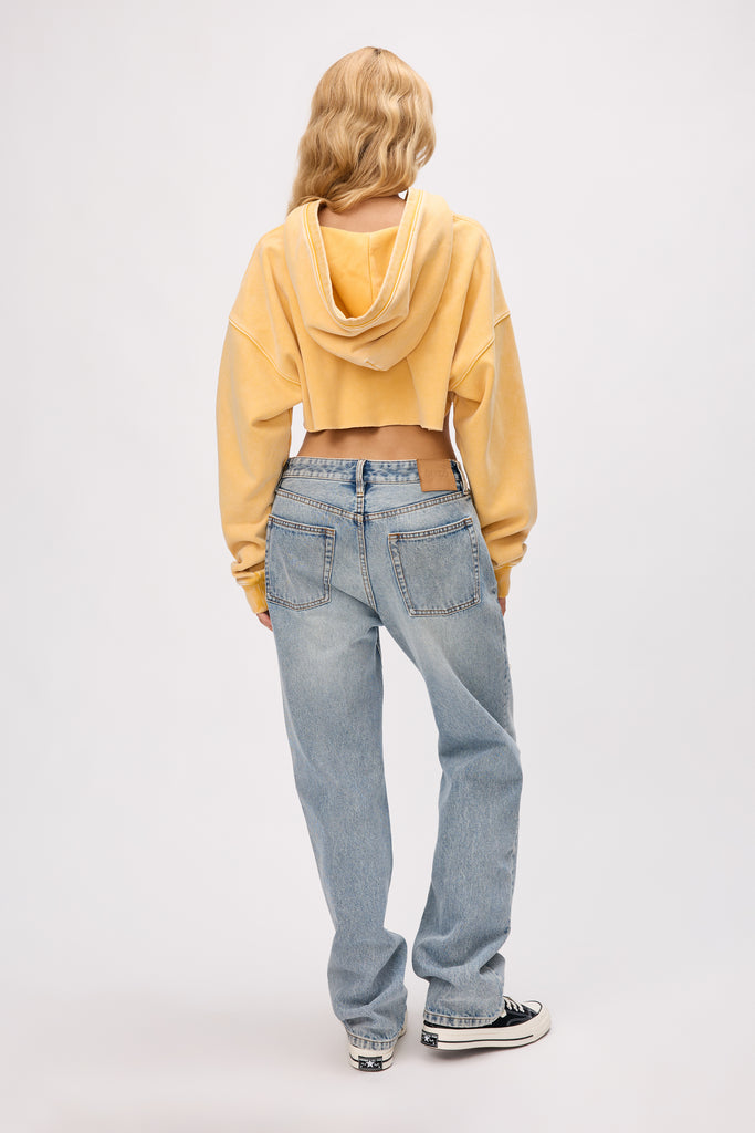 Varsity Crop Hoodie in Sunshine Yellow