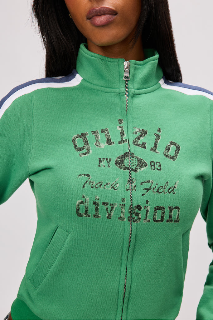 Varsity Zip Up Jacket in Forest Green