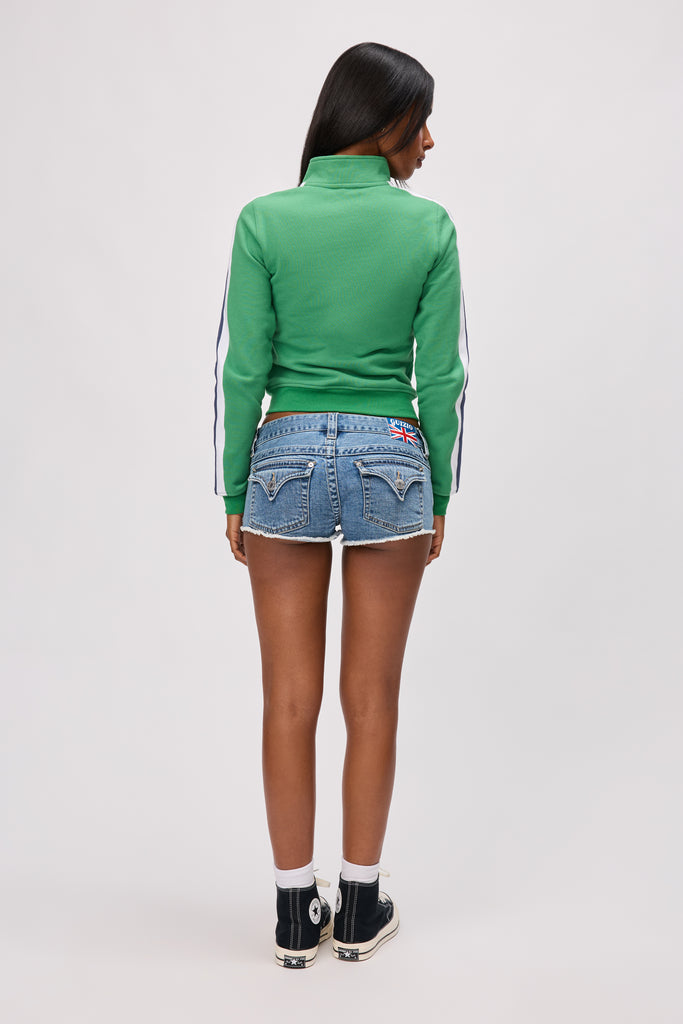 Varsity Zip Up Jacket in Forest Green