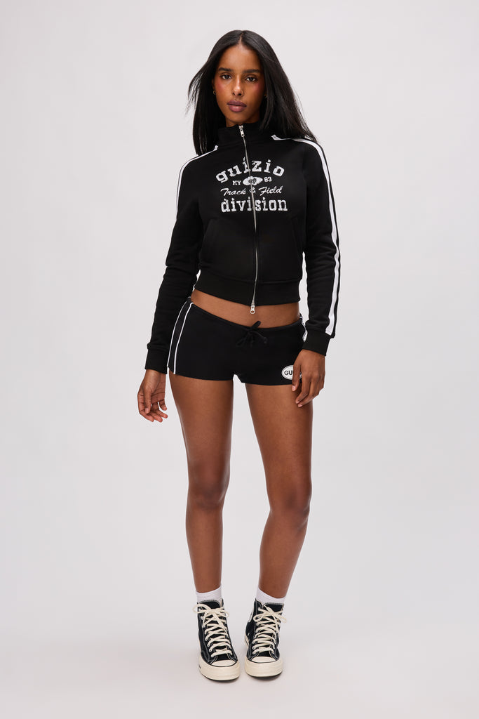 Varsity Zip Up Jacket in Black