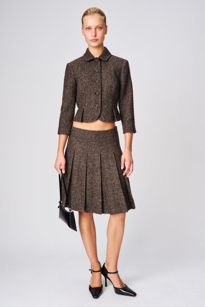 Maelie Jacket in Brown Houndstooth