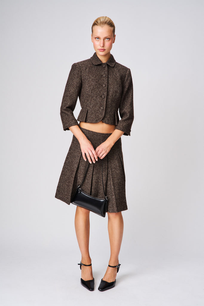 Maelie Jacket in Brown Houndstooth