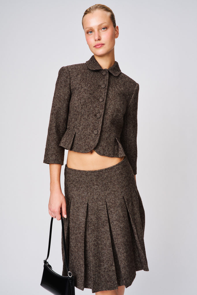 Maelie Jacket in Brown Houndstooth