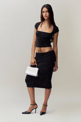 Miki Sequin Knit Midi Skirt