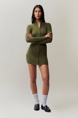 Nell Zip Up Dress in Sage