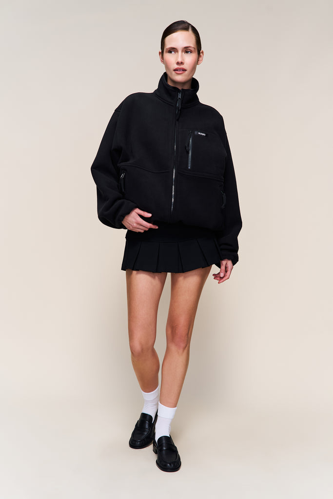 Guizio Fleece Zip Up Jacket in Black