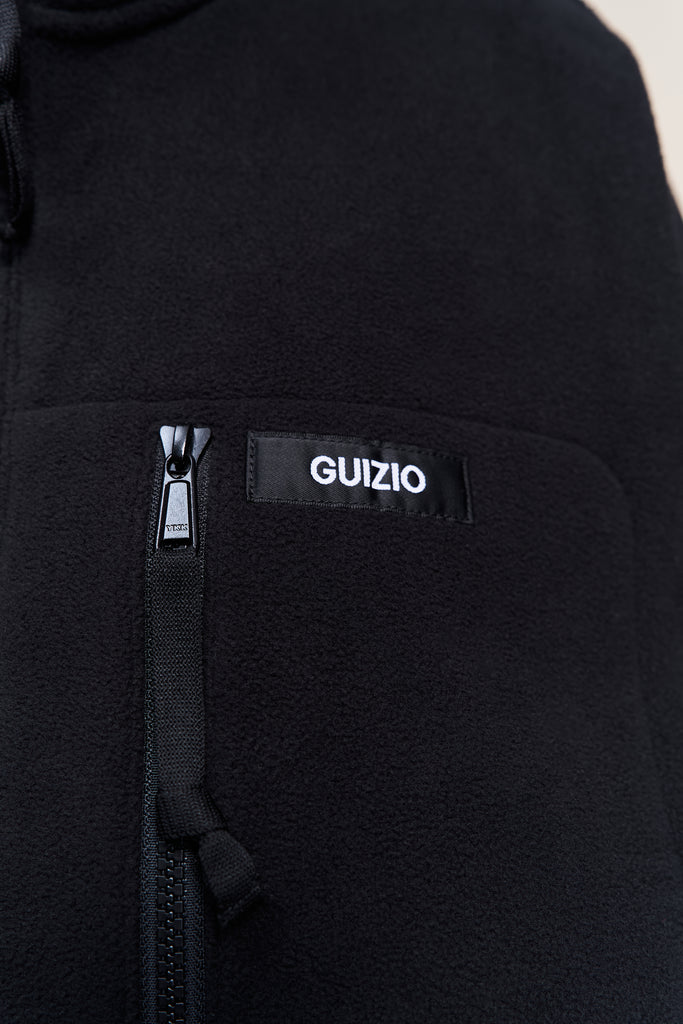Guizio Fleece Zip Up Jacket in Black