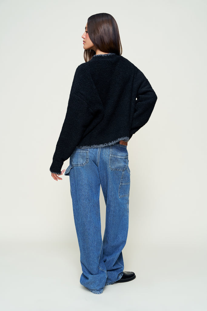 GUIZIO HEART WOOL SWEATER IN BLACK