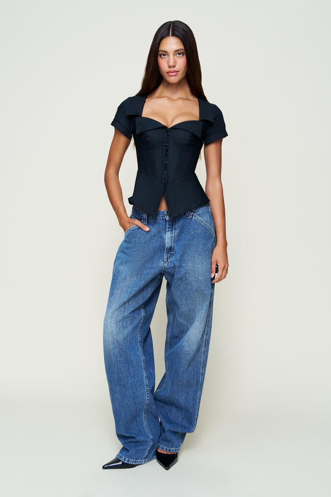 LIA BUTTONDOWN CORSET IN BLACK