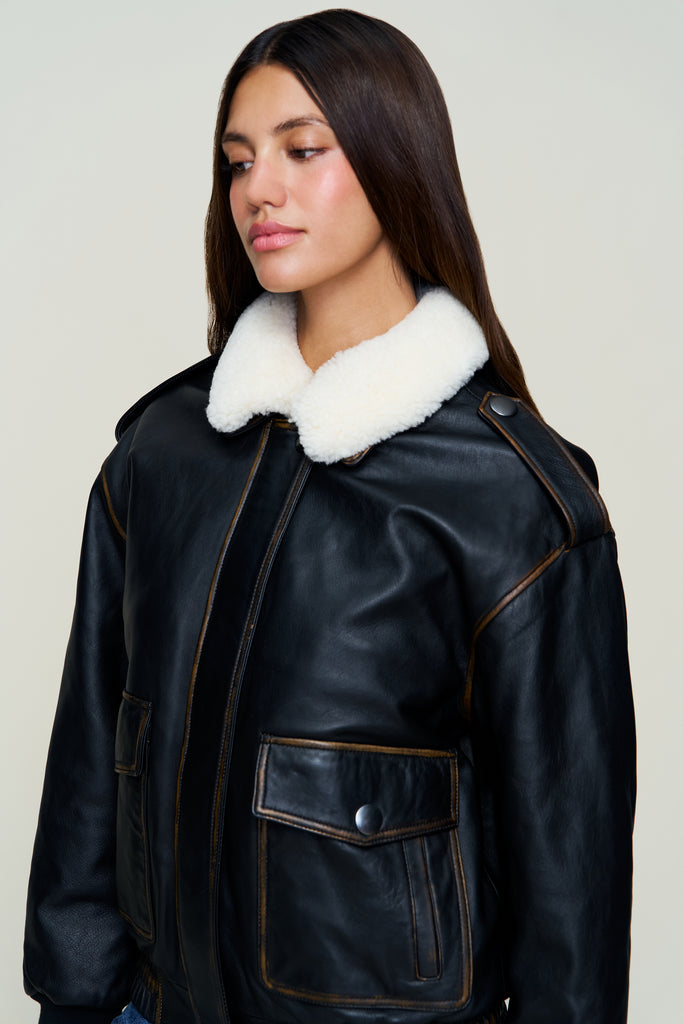 HUGO VINTAGE LEATHER BOMBER