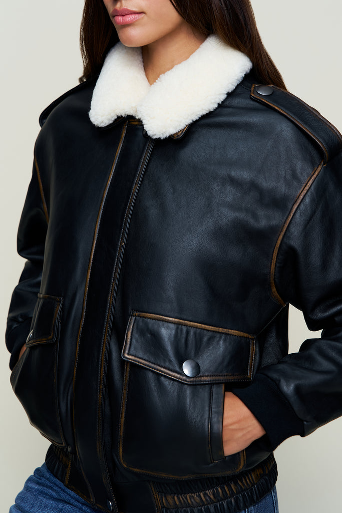 HUGO VINTAGE LEATHER BOMBER