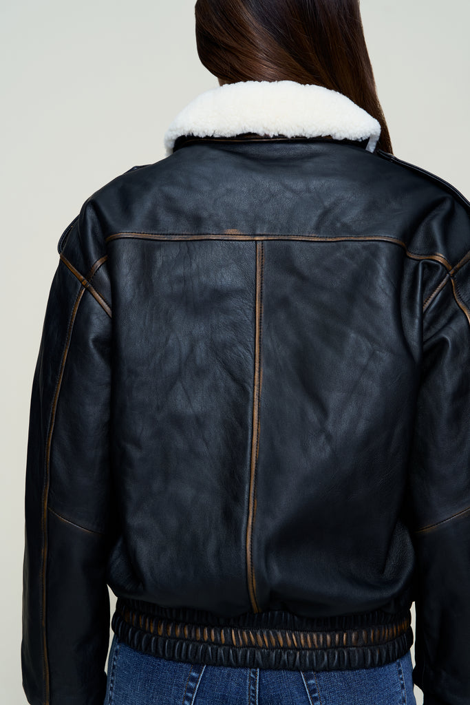 HUGO VINTAGE LEATHER BOMBER