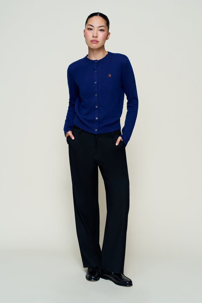 June Relaxed Wool Cardigan in Navy