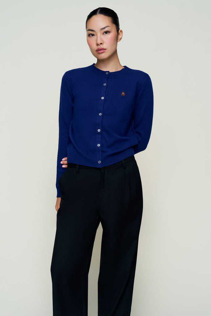 June Relaxed Wool Cardigan in Navy