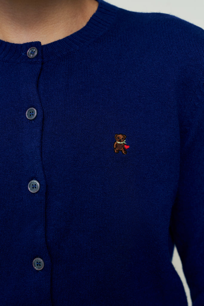 June Relaxed Wool Cardigan in Navy
