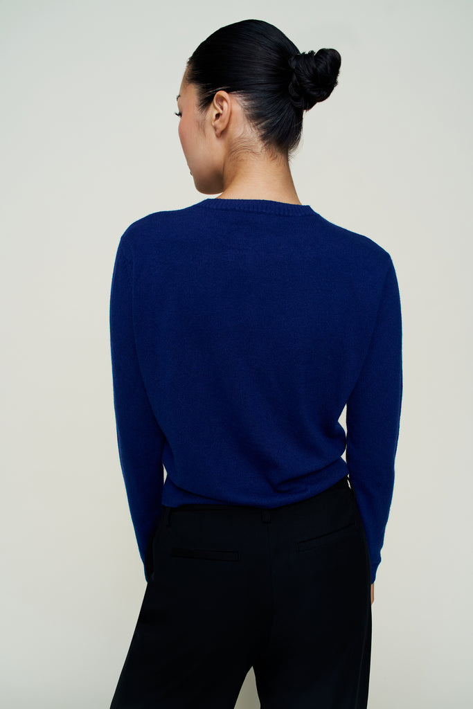 June Relaxed Wool Cardigan in Navy