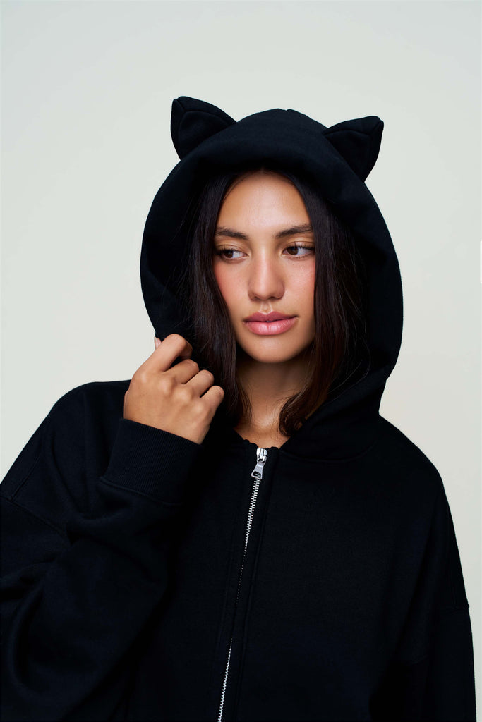 Shiba Zip Up  in Black