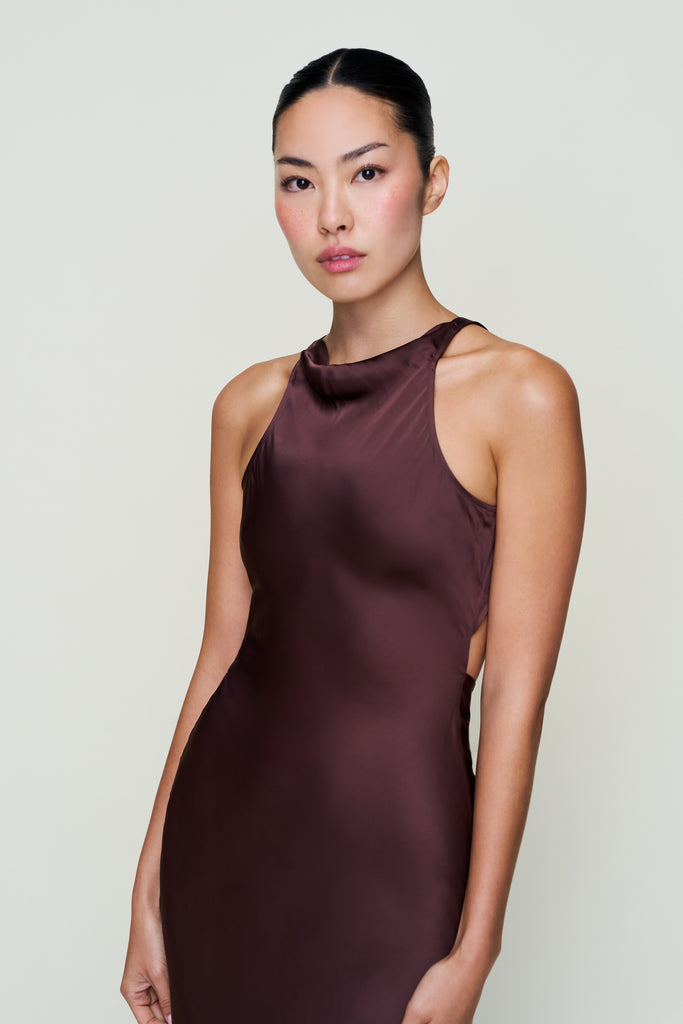 Lina Midi Dress in Dark Chocolate