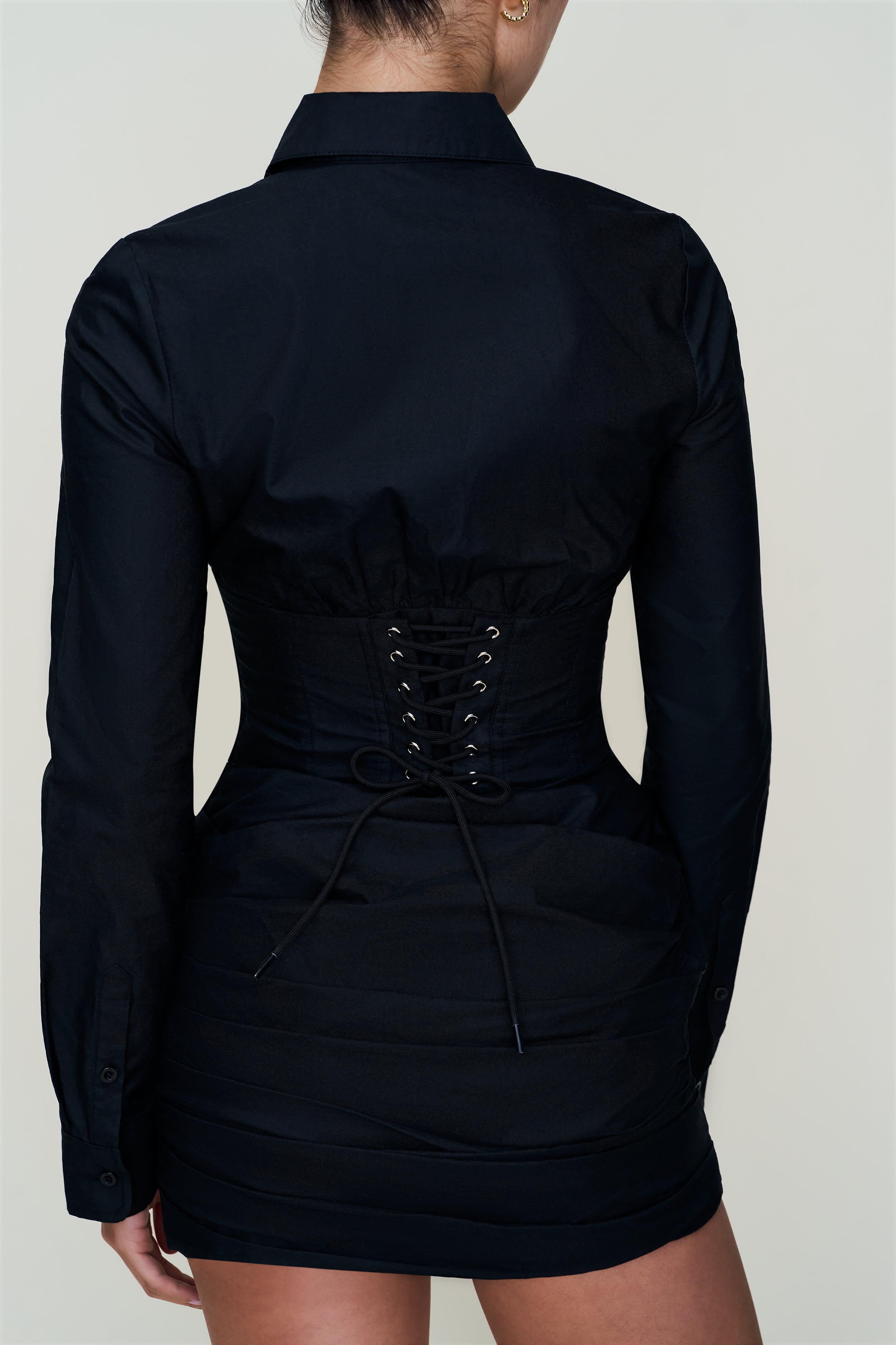 Guizio Mynette Corset Shirt Dress Black / XXS Guizio Mynette Corset Shirt Dress Black / XXS
