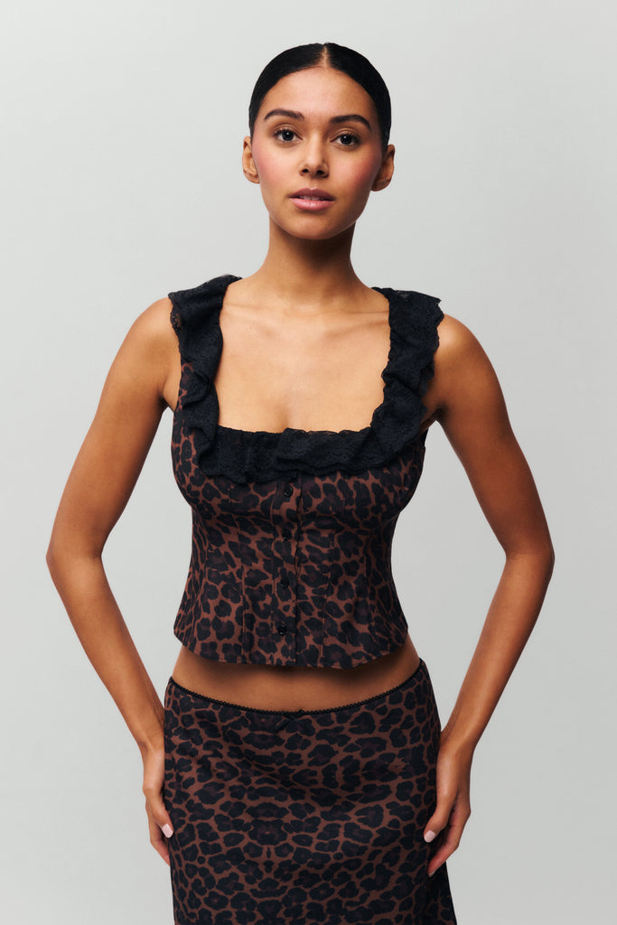 Paloma Lace Top in Leopard