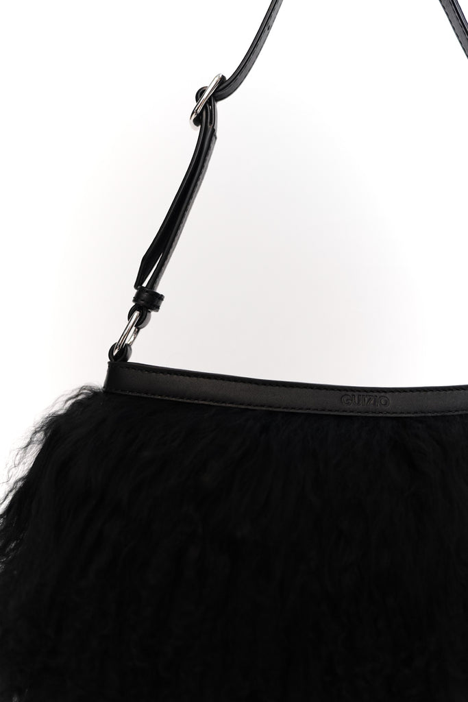 Lolli Shearling Shoulder Bag in Black